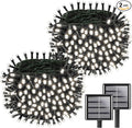 Solar String Lights Outdoor Waterproof 2PK 200LED 66FT Twinkle Lights Auto On/Off Solar Powered LED Fairy Light Green Wire with 8 Modes for Christmas Tree Party Wedding Garden Decoration (Cool White)