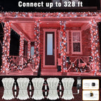 66FT 200 LED Christmas Lights Outdoor, Plug in Christmas String Lights Indoor, Waterproof & 8 Modes & Timer Function, Connectable Fairy Twinkle Light for Bedroom Classroom Wedding Decor, Red White