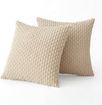 MIULEE Pack of 2 Decorative Throw Pillow Covers 20x20 Inch Soft Boho Striped Textured Corduroy Pillow Covers Modern Farmhouse Home Decor for Couch Bed Sofa Living Room Beige