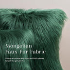 Phantoscope Pack of 2 Christmas Faux Fur Throw Pillow Covers Cushion Covers Luxury Soft Decorative Pillowcase Fuzzy Pillow Covers for Bed/Couch, Deep Green 18 x 18 Inches