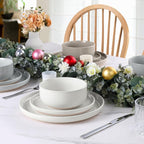 LIANYU Dinnerware Set for 6, 18PCS Dining Plates and Bowls Dishes for Kitchen Dining, Ceramic Dinner Set, Scratch Resistant & Dishwasher Safe, Assorted Colors