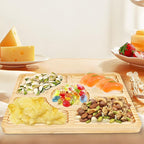 Divided Wood Serving Tray, Rectangular Tray Chip and Dip Platter, Serving Tray with 5 Sections for Appetizers & Snacks, Veggie Platter, Food Trays for Party 12'' x 8.7'' x 0.6''