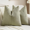 FUTEI Olive Green Chenille Decorative Throw Pillow Covers 18x18 Inch Set of 2,Soft Embossed Striped Textured Cushion Case,Modern Home Decor for Couch Bed Living Room