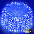 600 LED Blue Christmas Lights Outdoor 197ft Blue String Lights Clear Wire 8 Modes Plug in Waterproof Fairy String Light for Indoor Christmas Tree Bedroom Decorations