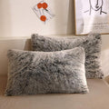 XeGe Faux Fur Throw Pillow Cases, Plush Shaggy Ultra Soft Pillow Covers, Fluffy Crystal Velvet Decorative Pillowcases, Furry Fuzzy Pillow Shams Zipper Closure, Set of 2 (King, Dark Gray Ombre)