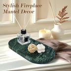 100% Real Natural Marble Tray for Bathroom, Luxury Indian Green Stone Vanity Tray, Decorative Oval Trays for Countertop Storage Organizer, Dresser, Kitchen, Home Decor, 11.8" x 6", Green