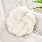 Uvvyui Knot Pillow Ball, Soft Ivory Home Decor Knotted Pillows, Handmade Round Plush Throw Pillow, Aesthetic & Cute Large Decorative Pillows for Bed, Floor, Couch, Bedroom Home Decor 11 inches