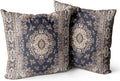 Snycler Boho Throw Pillow Covers 18x18 inch Set of 2 Black Medallion Border Area Rug Double Sided Pattern Cotton Soft Pillow Case Cushion Cover Pillowcase for Couch Sofa Bed Decorative