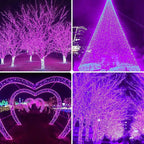 Super-Long 2-Pack Each 85FT Solar Halloween Lights Outdoor Waterproof, Upgraded Super Bright 8 Lighting Modes 480 LED Solar Outdoor String Lights for Halloween Decorations Party Garden Yard (Purple)