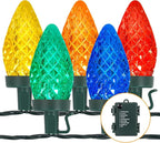 Brightever C9 Battery Operated Christmas Lights, 70FT 100LED String Lights Battery Powered with Timer & 8 Lighting Modes, Indoor Outdoor Christmas Light for Patio Garden Decoration, Multicolor, 1-Pack