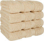 American Soft Linen Luxury Washcloths for Bathroom, 600 GSM 100% Cotton 4 Piece Turkish Wash Cloth Set, 13x13 in Soft Rags for Body and Face, Beige Washcloths