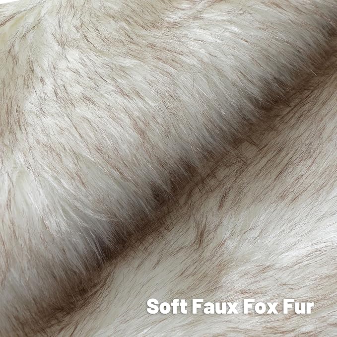 FUTEI Coffee White Decorative Throw Pillow Covers 26x26 Inch Set of 2,Soft Fluffy Faux Fox Fur Textured Euro Pillow Shams,Modern Home Decor for Couch Living Room