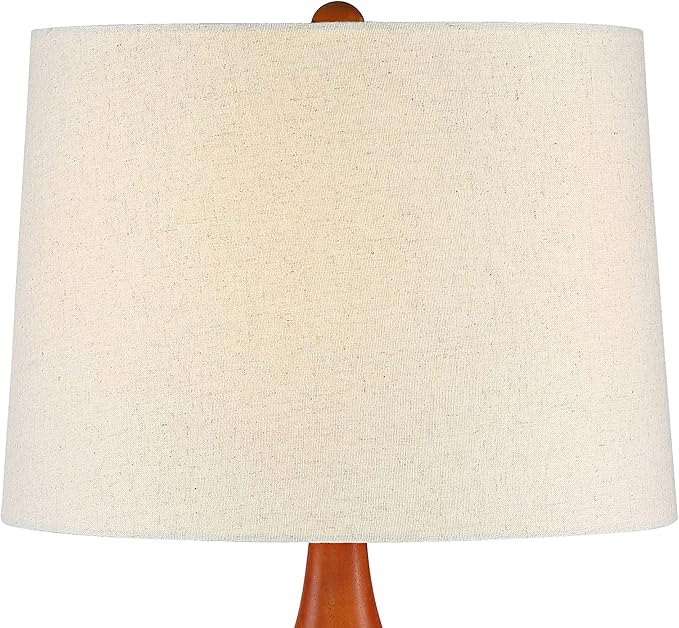 360 Lighting Brice Mid Century Modern Accent Table Lamp 23" High Ivory Ceramic Wood Neck Off White Tapered Drum Shade for Bedroom Living Room House Home Bedside Nightstand Office Family