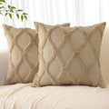 decorUhome Throw Pillow Covers 26x26 Inch Set of 2, Soft Plush Faux Fur Wool Khaki Couch Pillow Covers, Decorative Neutral Pillow Cases for Bed Sofa Living Room Home Decor