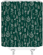 Emerald Green Botanical Shower Curtain Vintage Herbs Floral Farmhouse Cute Boho Leaves Plant Retro Flowers Bathroom Curtain Set with Hooks(70" Wx78 H)