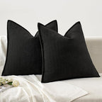 MIULEE Pack of 2 Black Decorative Pillow Covers 18x18 Inch Soft Chenille Luxurious Couch Throw Pillows Farmhouse Cushion Covers with Elegant Design for Sofa Bedroom Living Room Home Decor