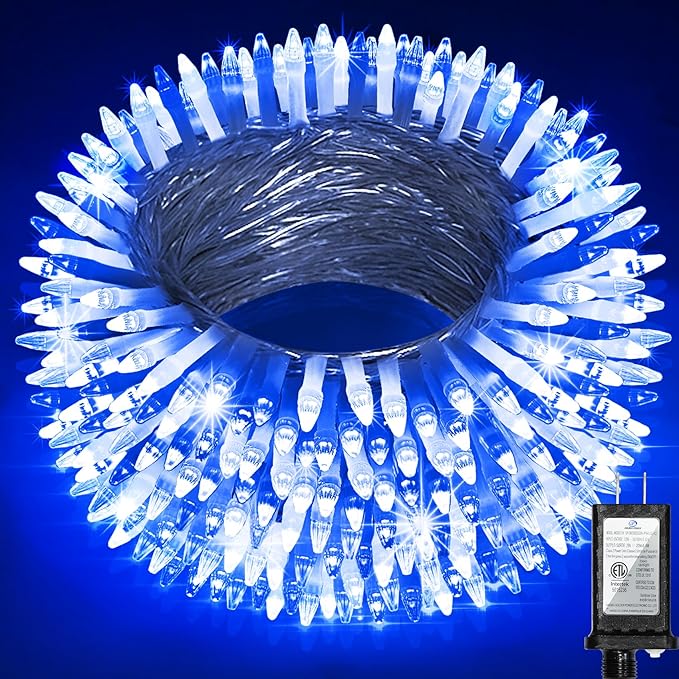 750 LED Christmas Lights Outdoor Use, 246ft 8 Lighting Modes Fairy Lights for Outside, Christmas Tree Lights IP44 Waterproof for Xmas Patio Yard Fence Deck Balcony Garden Decor Blue & Cool White