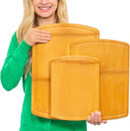 Extra Large Bamboo Cutting Board Set – Glue-Free Surface for Chopping Vegetables, Carving Meat, Slicing Bread, and Serving Cheese & Charcuterie for Safer Family Meal Prep – For Health Conscious Chefs