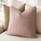 Foindtower Set of 2 Decorative Cotton Waffle Weave Throw Pillow Covers Euro Shams Cushion Covers Accent European Pillowcase for Bed Couch Sofa Bedroom Living Room Home Decor 22×22 Inch Dusty Pink