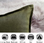 Jeanerlor Cotton Linen Square Decorative Throw Pillow Case Cushion Cover with Twin Needles Stitch on Edge,for Wedding Party Gift Car 12"x20"(30 x 50cm), Olive Green