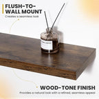 40 Inch Floating Shelves, 9.3" Deep Floating Shelf Wall Mounted, 40" Wall Shelves, Rustic Deep Bookshelf, Large Display Shelves & Storage Shelves for Bedroom, Living Room, Brown, Set of 2