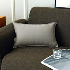 Jeanerlor Cotton Linen Square Decorative Throw Pillow Case Cushion Cover with Twin Needles Stitch on Edge, 12"x20"(30 x 50cm), Silver Grey
