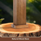 27.5" Wood Table Lamp, Modern Farmhouse Bedroom Lamp for Nightstand with USB Charging Port, Natural Wooden Base Table Lamp for Living Room Bedroom, Bulb Included (Walnut Wood)