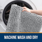 OLANLY Bathroom Rugs 47x17, Extra Soft Absorbent Chenille Bath Rugs, Rubber Backing Quick Dry, Machine Washable Bath Mats for Bathroom Floor, Tub and Shower, Home Decor Accessories, Light Grey