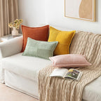 MIULEE Rust Fall Decorative Euro Sham Throw Pillow Covers for Couch Bed Livingroom 22x22 Inch Set of 2 Boho Accent Throw Pllows Broadside Striped Patchwork Soft Corduroy Pillowcases