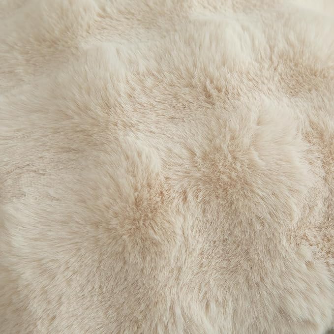 MANDIOO Pack of 2 Thick Plush Wool Decorative Throw Pillow Covers Super Soft Wave Bubble Fur Velvet Cushion Covers Pillow Shams for Couch Bed Living Room 22x22 Inch Beige