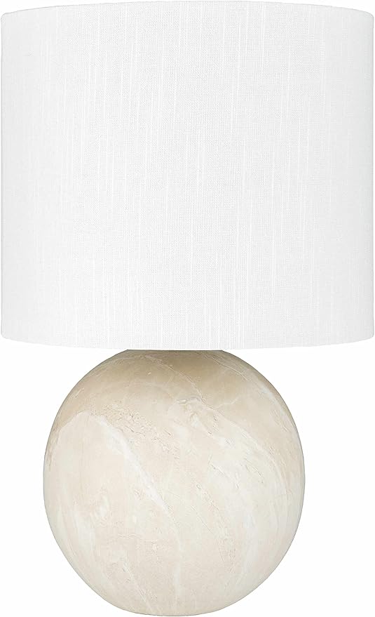 BoutiqueRugs Brandvlei Modern Ceramic Bedside Table Lamp for Bedroom Nightstand - Contemporary End Side Lighting for Living Room - Shade Linen - White, Cream - 21" H