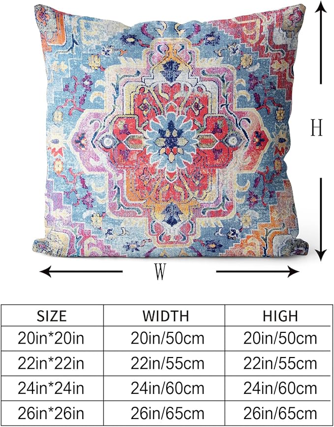Snycler Antique Boho Hereke Rug Print Boho Throw Pillow Cover 22x22 Inch Set of 2 Double Sided Decorative Soft Throw Pillow Case Cushion Case for Home Decor Living Room Bed Couch Car