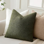 ANRODUO Pack of 2 Textured Boucle Throw Pillow Covers Soft Moss Green Decorative Accent Solid Pillow Cases Cozy Modern Couch Cushion Case for Chair Sofa Bedroom Living Room Home Decor, 20 x 20 Inch