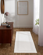 Bathroom Rugs Bath RunnerRugs 24x60 Inches White Cotton Tufted Large Reversible Washable Bath Mats for Bathroom Floor| Quick Dry Bathroom Mat for Tub Spa Shower Toilet| Entry Way Door Mats