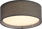 WINGBO 20" Modern 5-Light Flush Mount Ceiling Light Fixture with Fabric & Acrylic Double Drum Shade for Bedroom Living Room Dining Room Hallway Entryway, Black