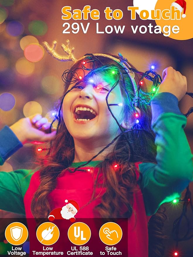 500 LED 164 FT Christmas Lights, Waterproof Outdoor String Lights with Remote and Timer, Christmas Tree Lights with 8 Modes Dimmable, Fairy Lights for Holiday Decor (Multicolor)