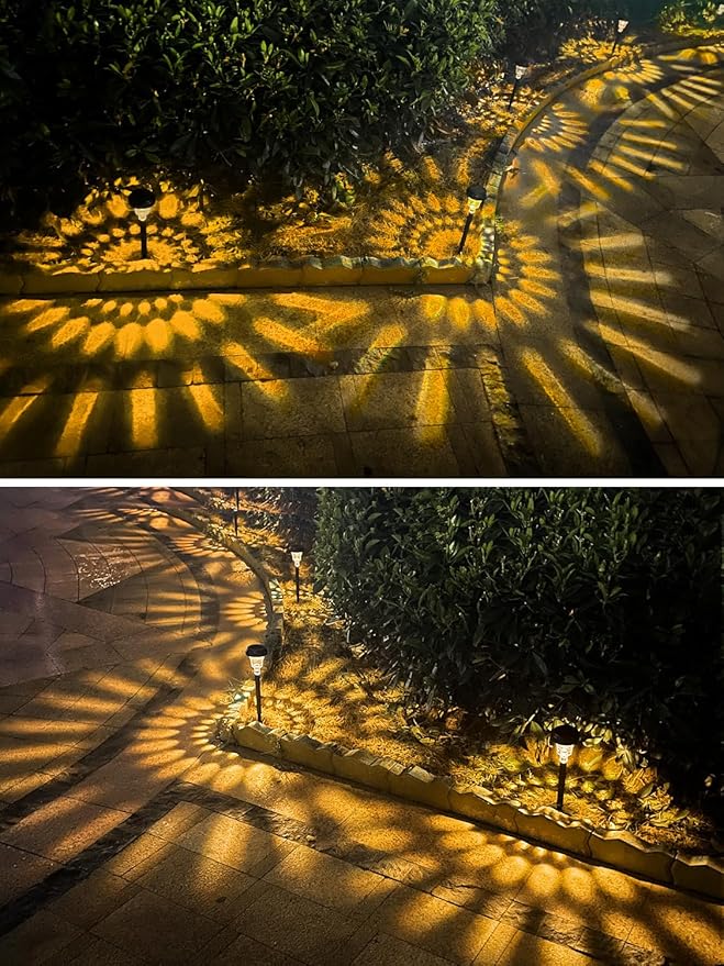 ROOR Ultra Bright Solar Pathway Lights, 12 Pack, Warm White, IP67 Waterproof, Modern Outdoor Garden Pathway Lights