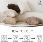Foindtower 2 Pieces 16x16 Inch Light Khaki, Faux Fur Throw Pillow Cover Accent Sherpa Pillow Fuzzy Soft Pillowcases Sheepskin Decorative Fleece Cushion Case for Bed Couch Living Room
