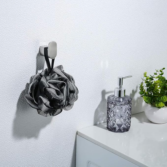 RANDOM Brushed Towel Hooks Bathroom Hardware Accessories Coat Hook 304 Stainless Steel Clothes Hook for Bath Kitchen Contemporary Hotel Style Wall Mounted 2 Pack. (Round, Brushed Steel).