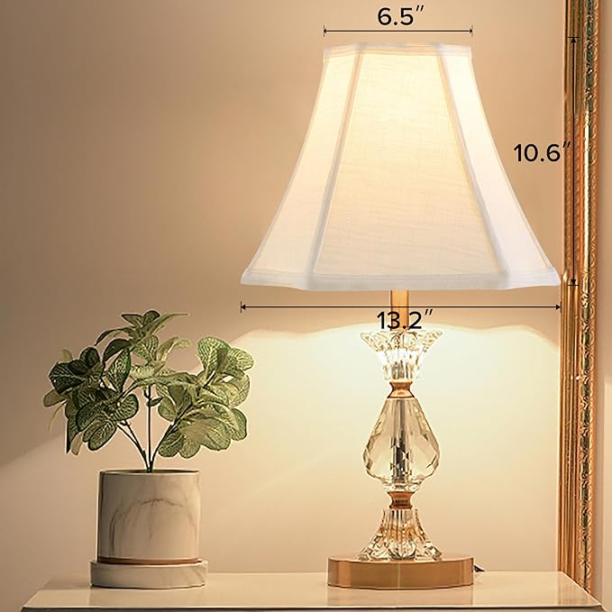 GO&SO Set of 2 Medium Octangonal Lamp Shades Off White,Square Cut Corner Lamp Shade for Floor Lamps,Table Lamps for Bedroom Lamps, 6.5x13.2x10.6",Natural Linen, Traditional Shade, Easy Assembly