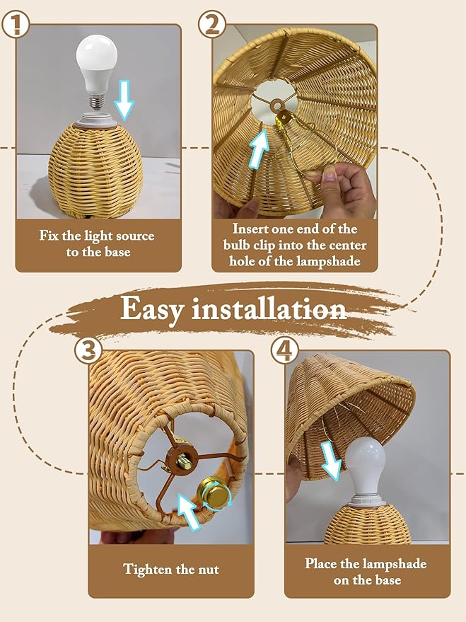 Mini Boho Lamp Rattan Lamps,3 Colors Modes Vintage Wicker Light,Small Table Lights for Bedroom Living Room Home Office Art Decor,7W E26 Bulb Included