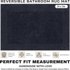 Craft Bedding Bathroom Mat - White Cotton Reversible, Machine Washable 21x34 DK Grey