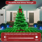 300 LED Outdoor Christmas Lights 75ft, 12 Lighting Modes Indoor String Lights Dimmable & Timer Memory, Outsite Waterproof Tree Lights for Xmas Room Garden Wedding Party Holiday Decorations Green