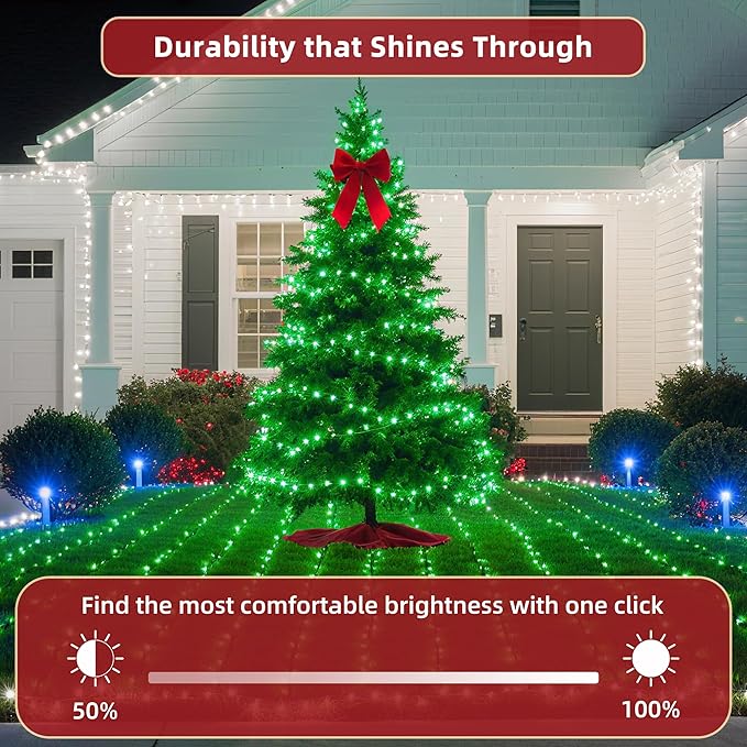 470FT Christmas Lights Outdoor, 1500 LED Christmas Tree Decoration Lights with 12 Modes & Timer Memory, Dimmable Plug in Waterproof LED Xmas Light for Yard Trees Wedding Party Holiday Green