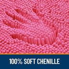 OLANLY Bathroom Rugs 59x20, Extra Soft Absorbent Chenille Bath Rugs, Rubber Backing Quick Dry, Machine Washable Bath Mats for Bathroom Floor, Tub and Shower, Home Decor Accessories, Hot Pink