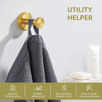 Angle Simple Robe and Towel Hook, SUS304 Stainless Steel Bathroom Robe Hook, Small Towel Hanger for Wall or Cabinet, Brushed Gold
