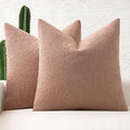 MIULEE 20x20 Inch Decorative Pillow Covers for Couch Bed Set of 2 Textured Boucle Neutral Winter Throw Pillows Blush Pink Accent Solid Cushion Pillowcases Sofa Livingroom Home Decor