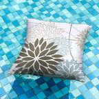 Brown Blue Flower Pillow Covers 16x16 Inch Set of 2 Summer Outdoor Waterproof Decor for Home Patio Funiture Garden Living Room Modern Art Floral Polyester Square Cushion Cover 01F16