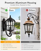 VIANIS Outdoor Wall Light, Oil Rubbed Bronze Porch Lights Outdoor, Dusk to Dawn Outside Lantern Fixtures Wall Mount, 100% Aluminum Exterior Lighting Fixtures for House, Garden, Patio, Entryway