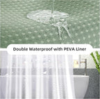 3 in 1 Waterproof Waffle Weave Shower Curtain and Clear Liner Set with 12 Stainless Steel Hooks Double Sided for Bathroom 72 Inches Heavy Duty Polyester Fabric Shower Curtains 72x72